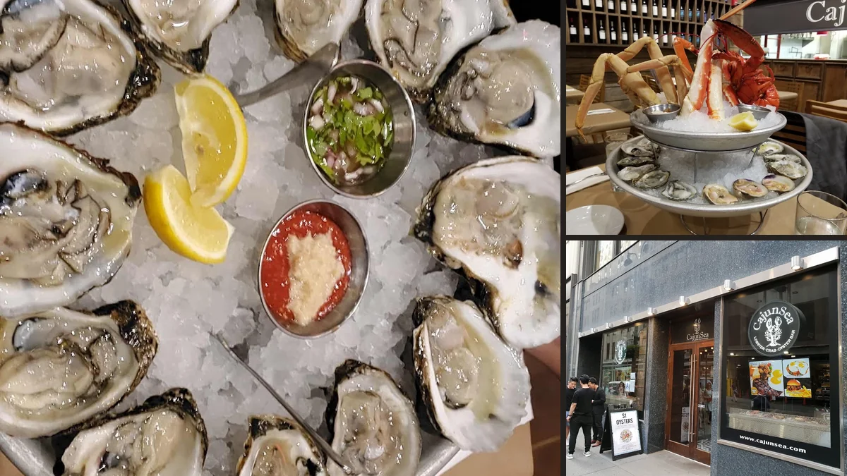 Seafood plates served in a bright dining space